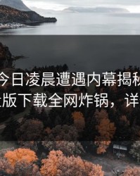 网红在今日凌晨遭遇内幕揭秘，汤头条轻量版下载全网炸锅，详情直击