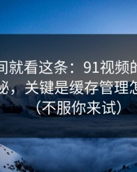 想省时间就看这条：91视频的隐藏选项不神秘，关键是缓存管理怎么理解（不服你来试）